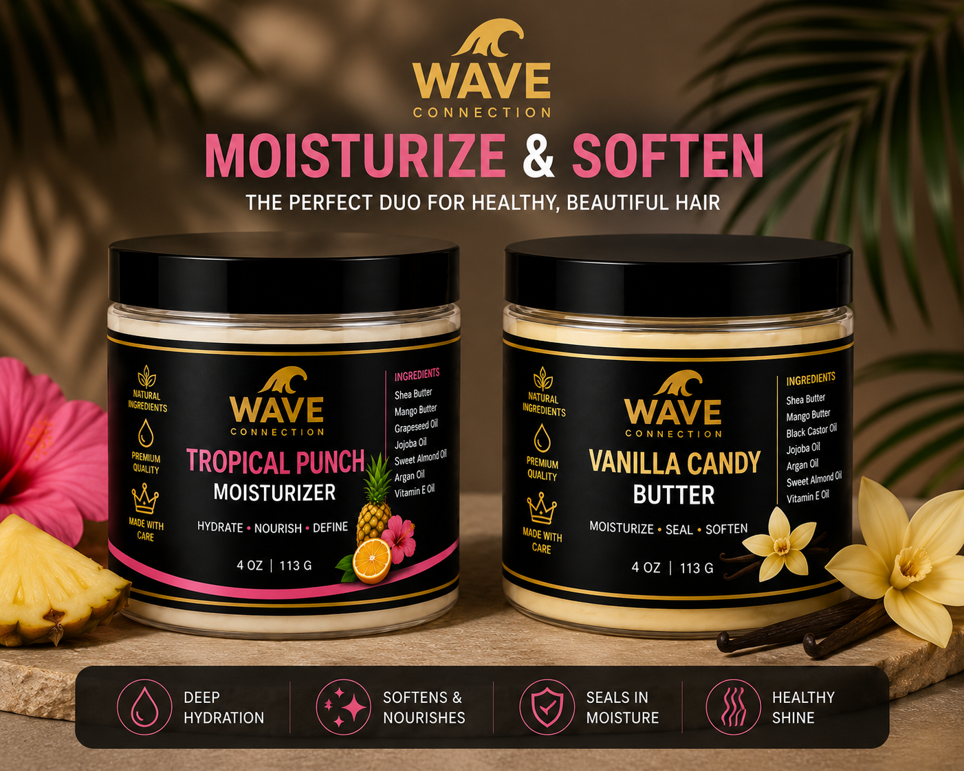 Wave Hydration Duo - Tropical Punch Moisturizer and Vanilla Candy Butter bundle